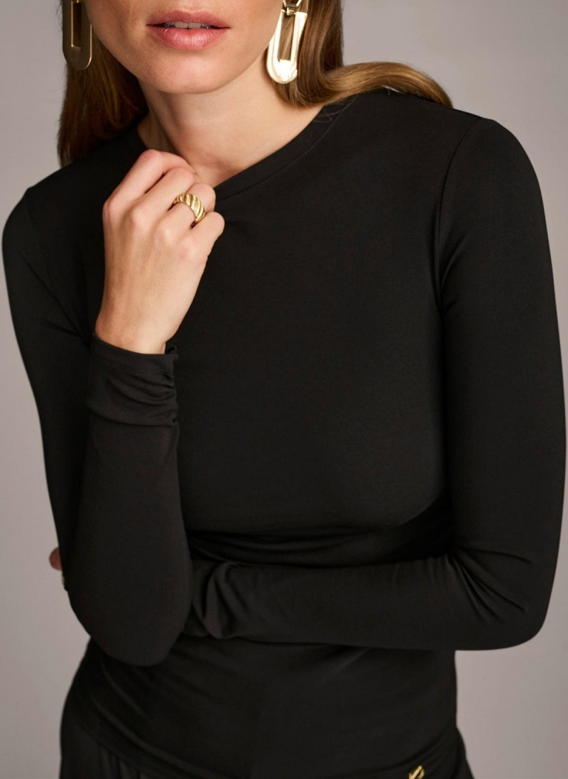 Sweaters and Tops Donna Karan Ruched Detail Negras | Ecuador_DK87847