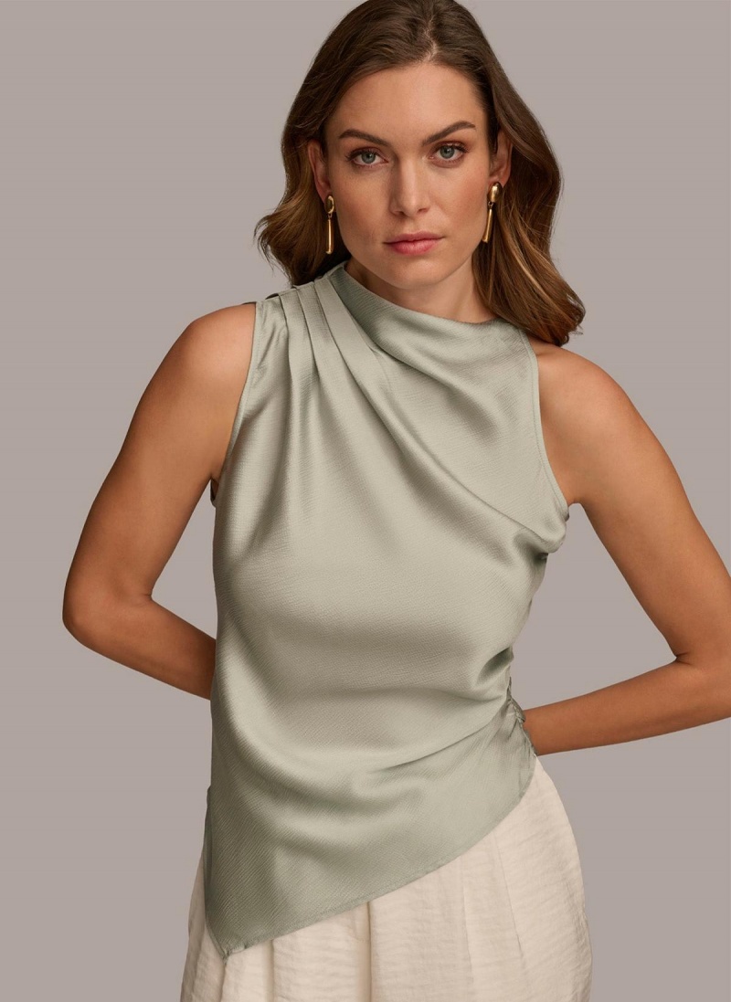 Sweaters and Tops Donna Karan Ruched With Angled Hem Gris | Ecuador_DK57679