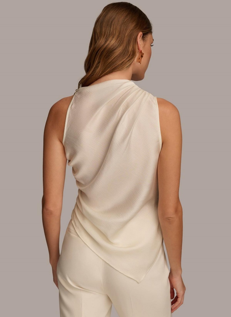 Sweaters and Tops Donna Karan Ruched With Angled Hem Creme | Ecuador_DK50866