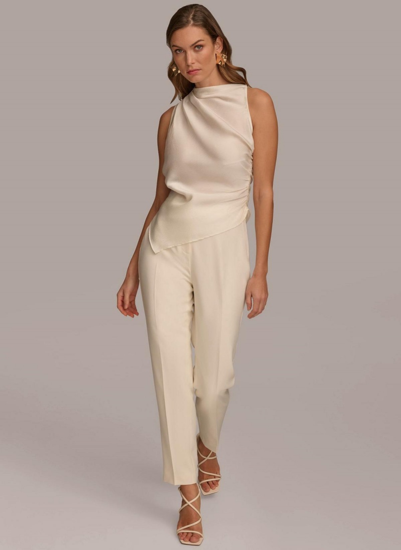 Sweaters and Tops Donna Karan Ruched With Angled Hem Creme | Ecuador_DK50866