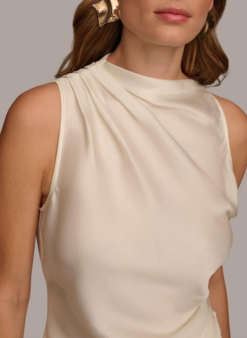 Sweaters and Tops Donna Karan Ruched With Angled Hem Creme | Ecuador_DK50866