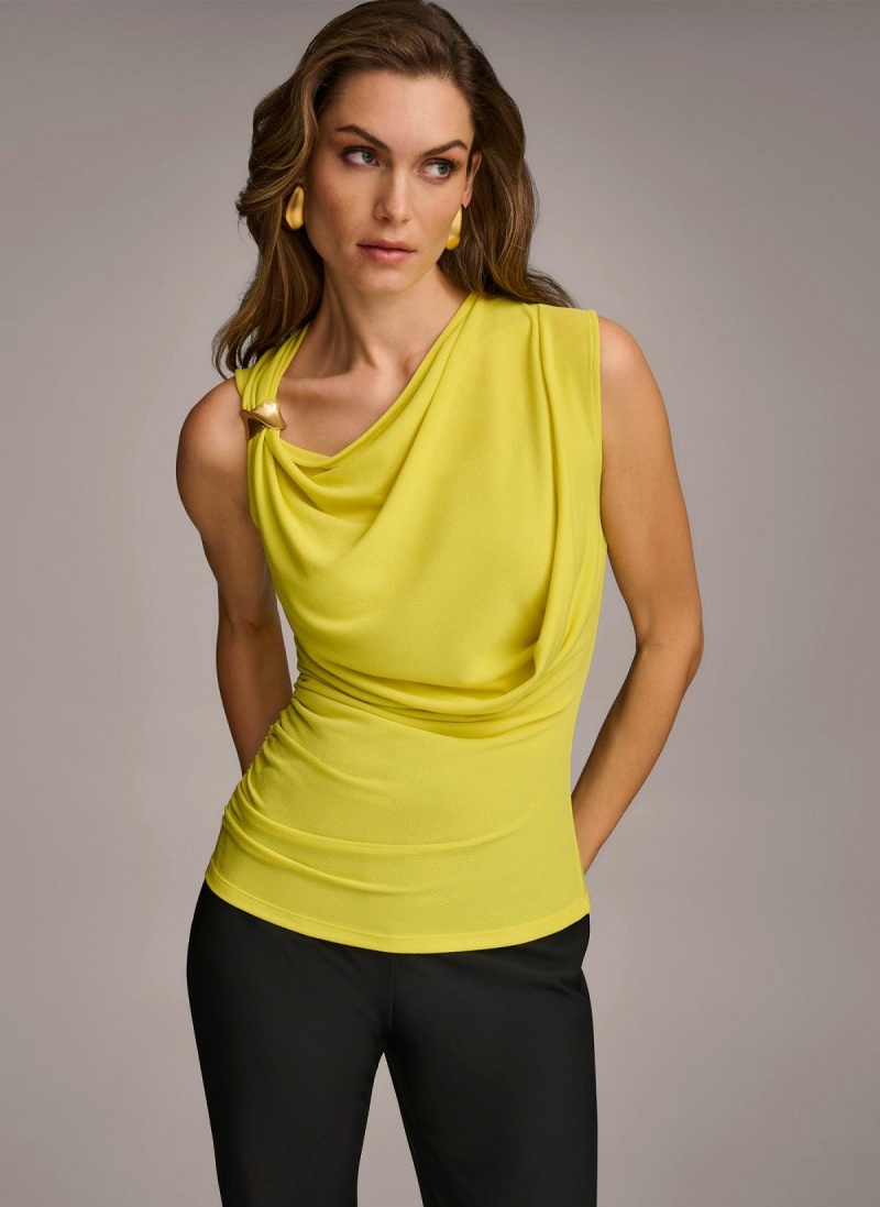 Sweaters and Tops Donna Karan Shoulder Hardware Amarillo | Ecuador_DK88922