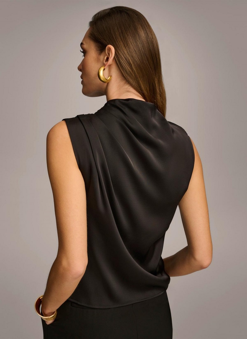 Sweaters and Tops Donna Karan Sleeveless Draped Mockneck Negras | Ecuador_DK51662