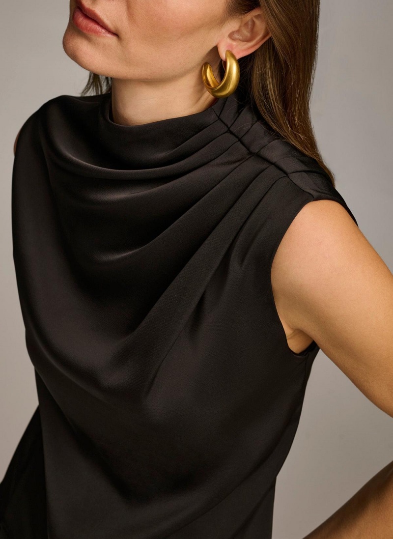 Sweaters and Tops Donna Karan Sleeveless Draped Mockneck Negras | Ecuador_DK51662