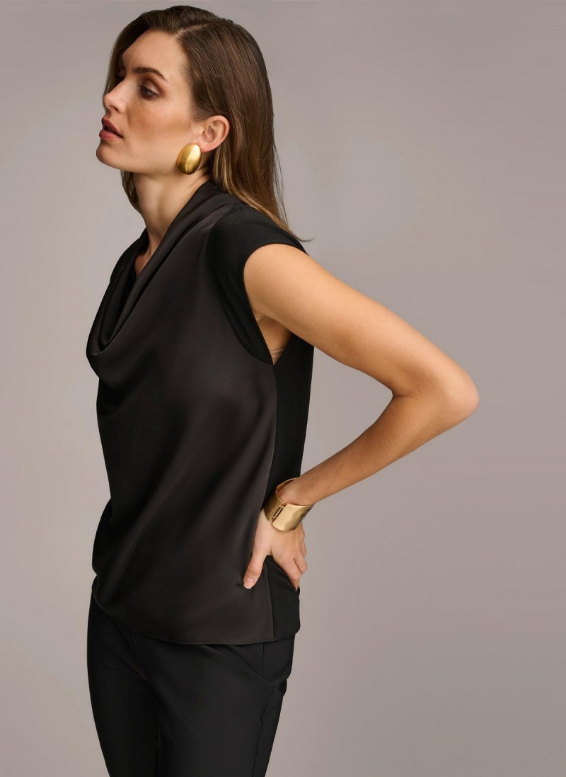 Sweaters and Tops Donna Karan Sleeveless Cowl Neck Negras | Ecuador_DK61536