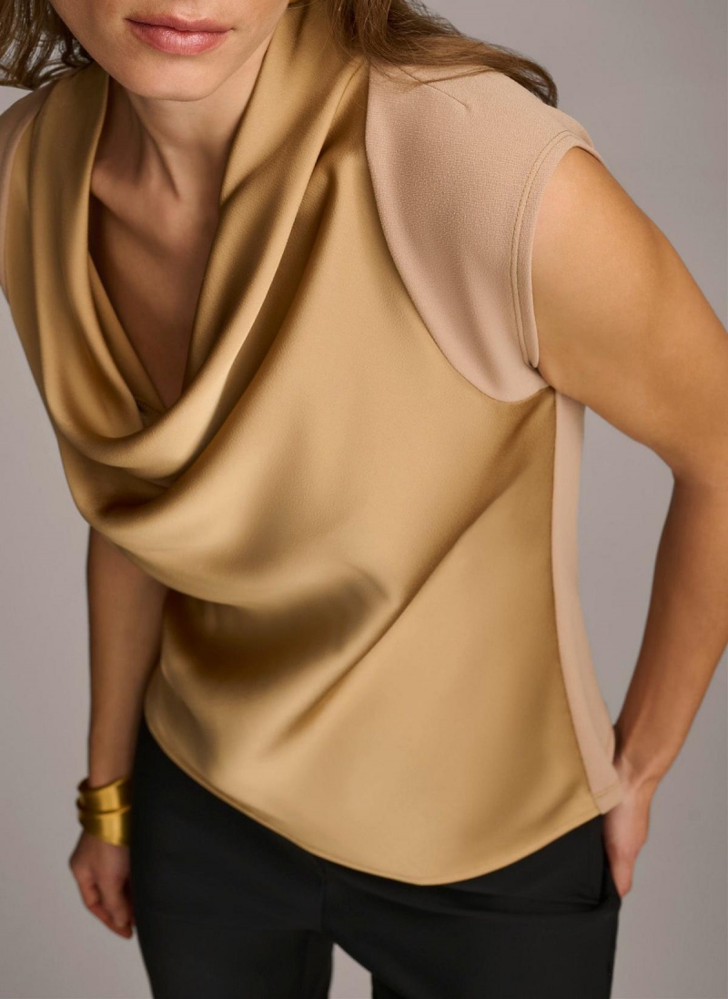 Sweaters and Tops Donna Karan Sleeveless Cowl Neck Doradas | Ecuador_DK46511