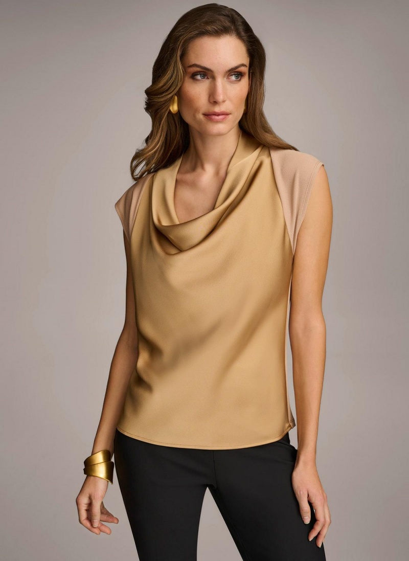 Sweaters and Tops Donna Karan Sleeveless Cowl Neck Doradas | Ecuador_DK46511