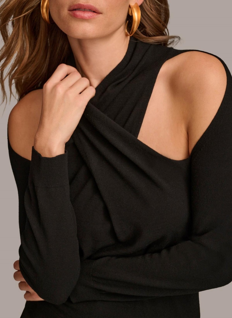 Sweaters and Tops Donna Karan Twist Front Negras | Ecuador_DK48991