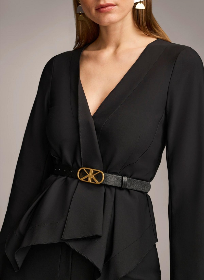 Sweaters and Tops Donna Karan Wrap Jacket With Belt Negras | Ecuador_DK96808