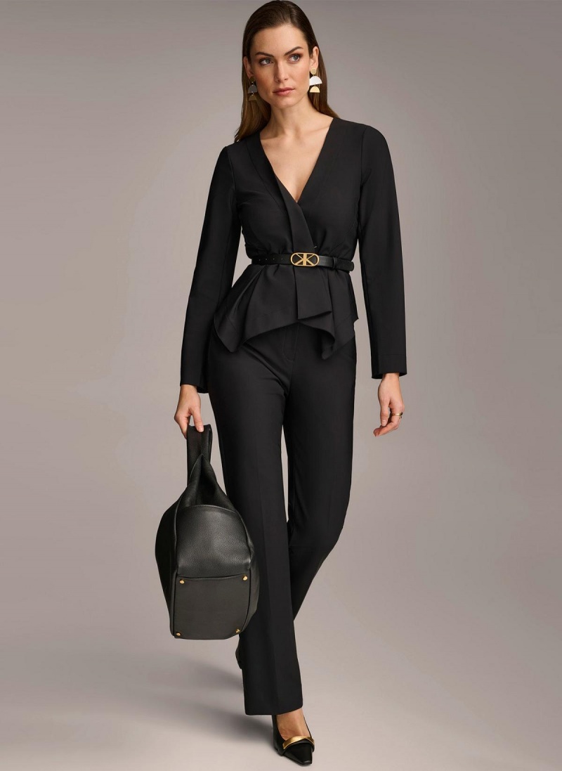 Sweaters and Tops Donna Karan Wrap Jacket With Belt Negras | Ecuador_DK96808