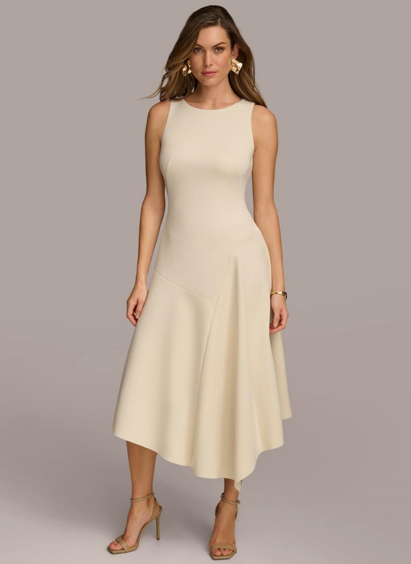 Vestido Donna Karan Asymmetrical Midi Blancas | Ecuador_DK65241