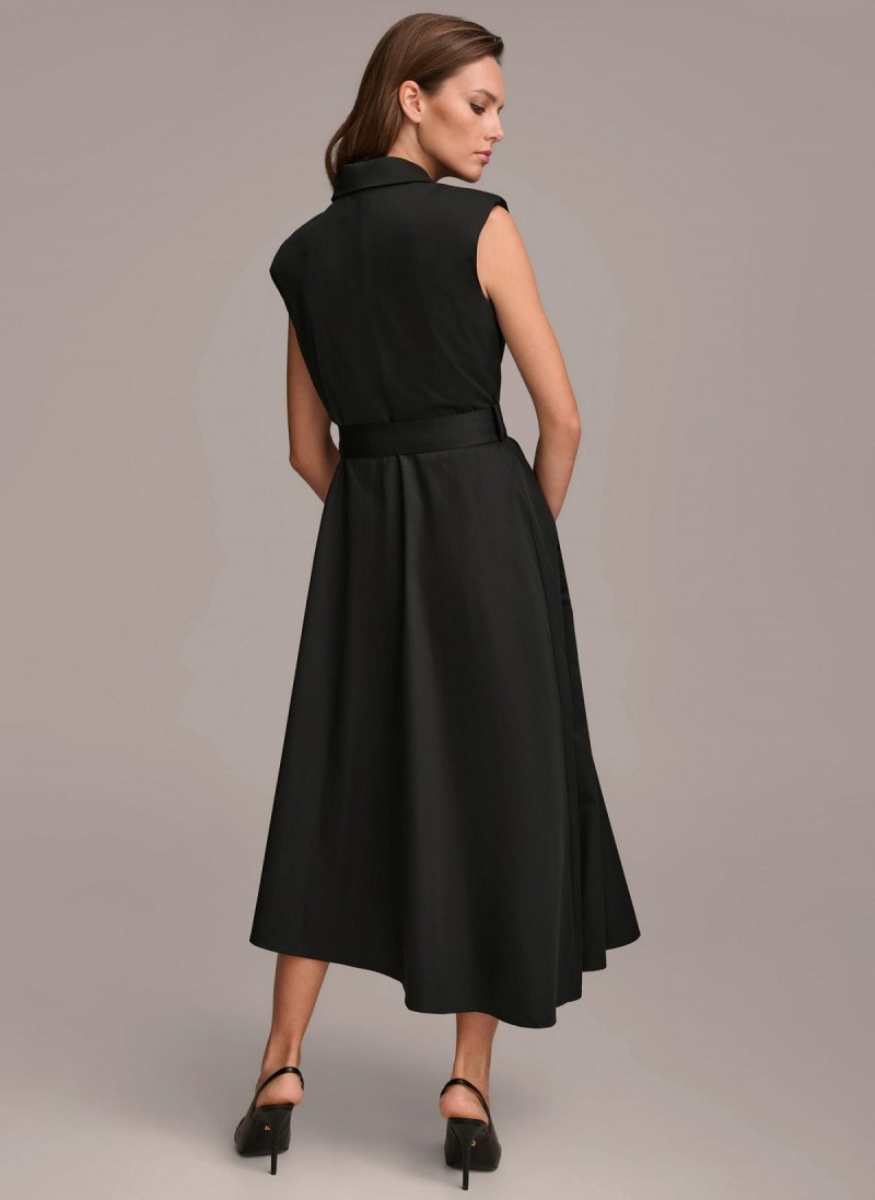 Vestido Donna Karan Belted Asymmetrical Negras | Ecuador_DK99032