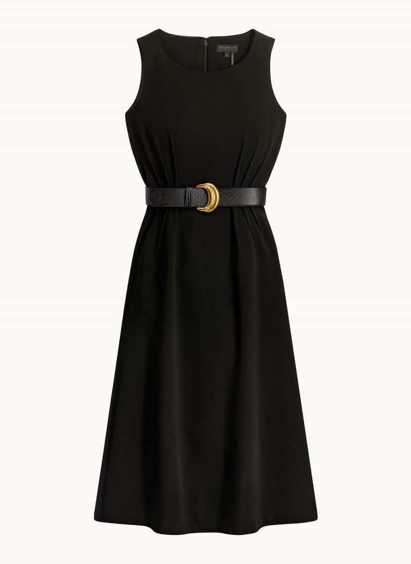 Vestido Donna Karan Belted Midi Negras | Ecuador_DK33162