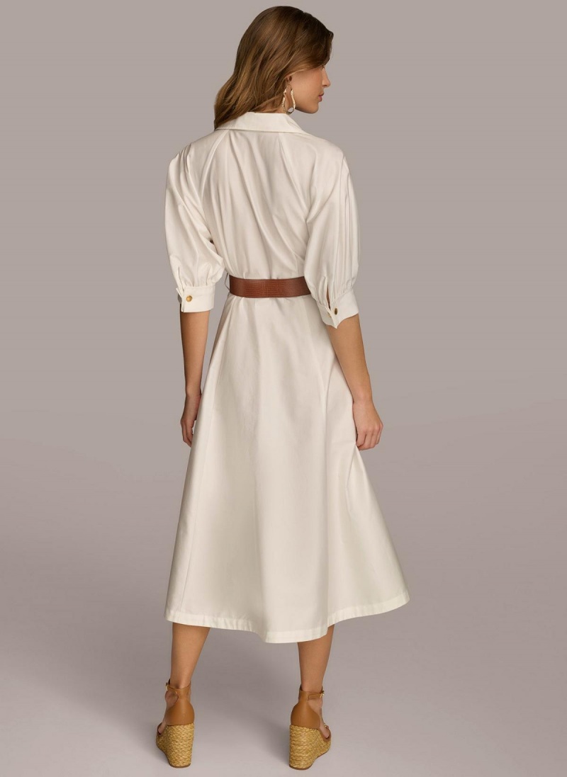 Vestido Donna Karan Cotton Shirt Creme | Ecuador_DK37277