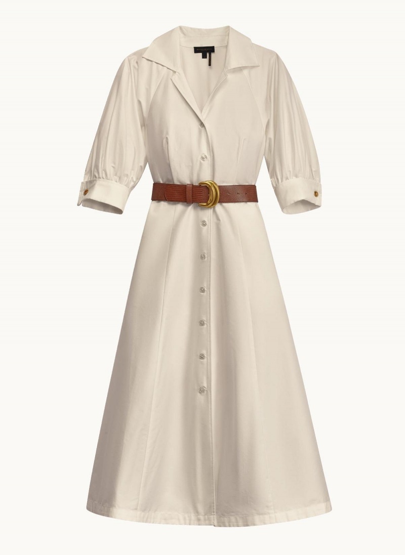 Vestido Donna Karan Cotton Shirt Creme | Ecuador_DK37277