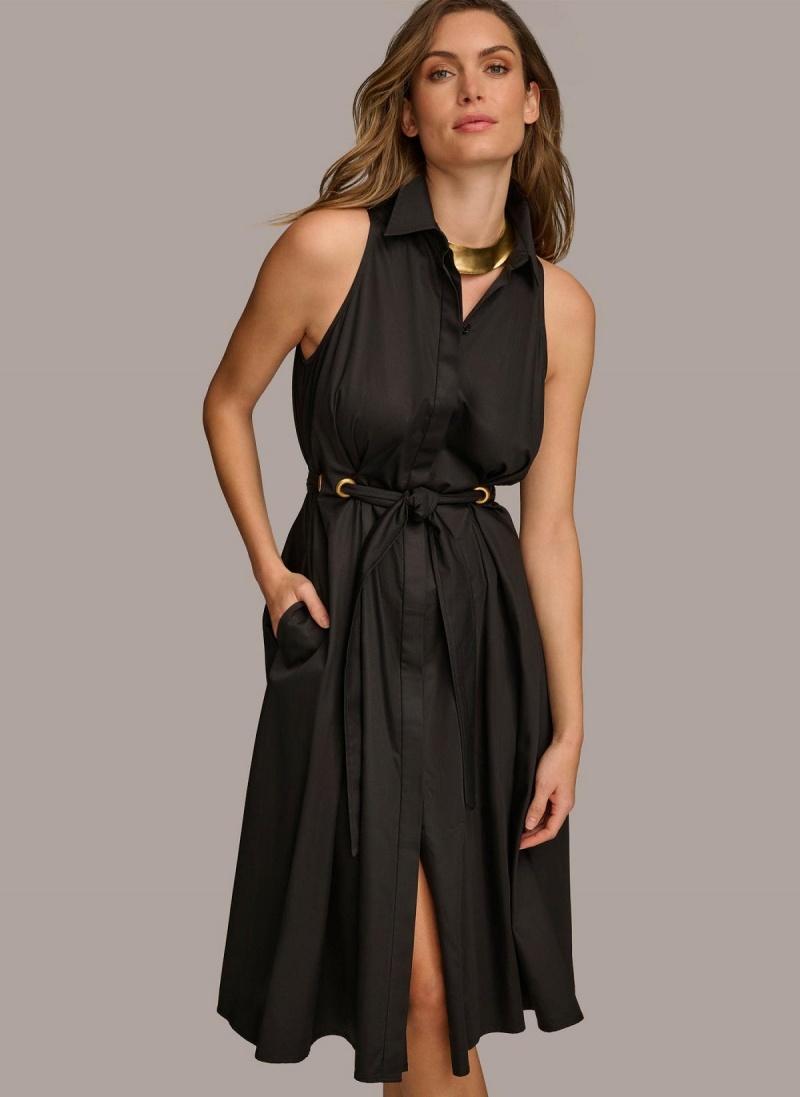 Vestido Donna Karan Cotton Shirt Negras | Ecuador_DK49833