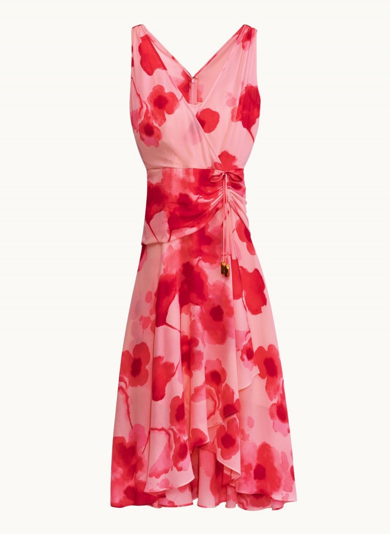 Vestido Donna Karan Floral Midi Rosas | Ecuador_DK13067