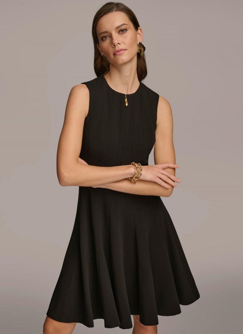 Vestido Donna Karan Plisado Skirt Negras | Ecuador_DK90470