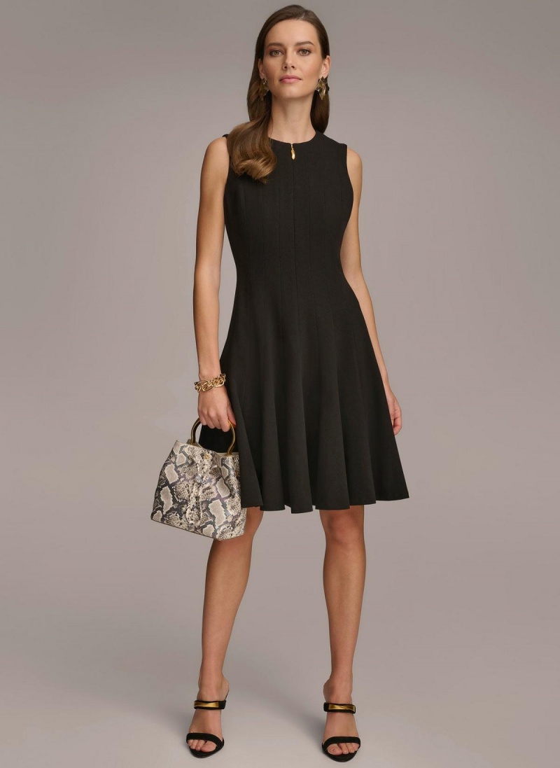 Vestido Donna Karan Plisado Skirt Negras | Ecuador_DK90470